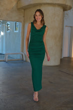 Load image into Gallery viewer, Kleo Emerald Green Cowl Neck Evening Dress
