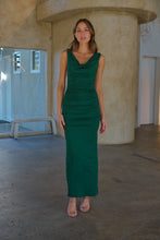 Load image into Gallery viewer, Kleo Emerald Green Cowl Neck Evening Dress
