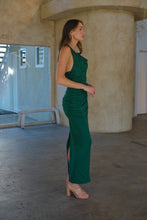 Load image into Gallery viewer, Kleo Emerald Green Cowl Neck Evening Dress