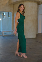 Load image into Gallery viewer, Kleo Emerald Green Cowl Neck Evening Dress