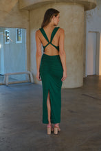 Load image into Gallery viewer, Kleo Emerald Green Cowl Neck Evening Dress
