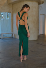 Load image into Gallery viewer, Kleo Emerald Green Cowl Neck Evening Dress