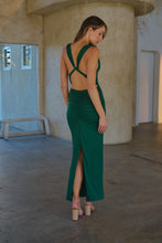 Load image into Gallery viewer, Kleo Emerald Green Cowl Neck Evening Dress