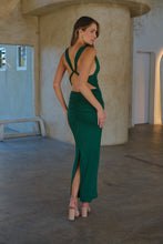 Load image into Gallery viewer, Kleo Emerald Green Cowl Neck Evening Dress