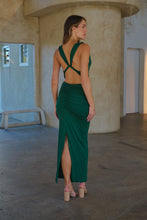 Load image into Gallery viewer, Kleo Emerald Green Cowl Neck Evening Dress