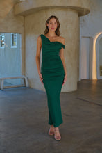 Load image into Gallery viewer, Kleo Emerald Green Cowl Neck Evening Dress