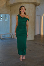 Load image into Gallery viewer, Kleo Emerald Green Cowl Neck Evening Dress