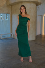 Load image into Gallery viewer, Kleo Emerald Green Cowl Neck Evening Dress