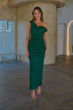 Load image into Gallery viewer, Kleo Emerald Green Cowl Neck Evening Dress
