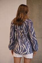Load image into Gallery viewer, Leila Navy/White Print Chiffon Shirt