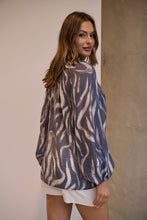 Load image into Gallery viewer, Leila Navy/White Print Chiffon Shirt