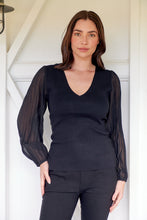 Load image into Gallery viewer, Layanna Black Chiffon Long Sleeve Top