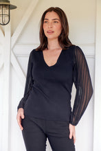 Load image into Gallery viewer, Layanna Black Chiffon Long Sleeve Top