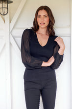 Load image into Gallery viewer, Layanna Black Chiffon Long Sleeve Top