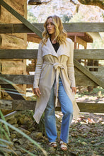 Load image into Gallery viewer, Blakely Beige Drape Tie Waist Long Cardigan