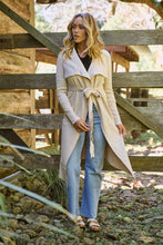 Load image into Gallery viewer, Blakely Beige Drape Tie Waist Long Cardigan