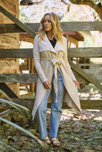 Load image into Gallery viewer, Blakely Beige Drape Tie Waist Long Cardigan