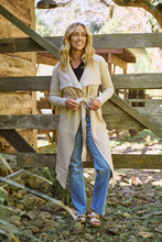 Load image into Gallery viewer, Blakely Beige Drape Tie Waist Long Cardigan