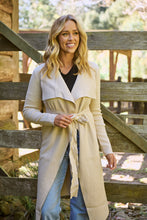 Load image into Gallery viewer, Blakely Beige Drape Tie Waist Long Cardigan