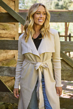Load image into Gallery viewer, Blakely Beige Drape Tie Waist Long Cardigan