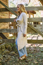 Load image into Gallery viewer, Blakely Beige Drape Tie Waist Long Cardigan