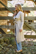 Load image into Gallery viewer, Blakely Beige Drape Tie Waist Long Cardigan