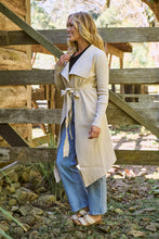 Load image into Gallery viewer, Blakely Beige Drape Tie Waist Long Cardigan