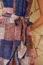 Load image into Gallery viewer, Autumn Navy/Wine Paisley Print Sleeveless High neck Evening Dress