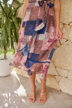 Load image into Gallery viewer, Autumn Navy/Wine Paisley Print Sleeveless High neck Evening Dress