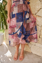 Load image into Gallery viewer, Autumn Navy/Wine Paisley Print Sleeveless High neck Evening Dress