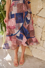 Load image into Gallery viewer, Autumn Navy/Wine Paisley Print Sleeveless High neck Evening Dress