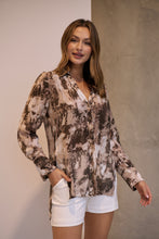 Load image into Gallery viewer, Natia Mocha Print Button Up Collared Shirt