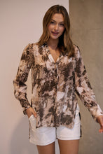 Load image into Gallery viewer, Natia Mocha Print Button Up Collared Shirt