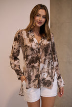 Load image into Gallery viewer, Natia Mocha Print Button Up Collared Shirt