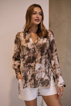 Load image into Gallery viewer, Natia Mocha Print Button Up Collared Shirt