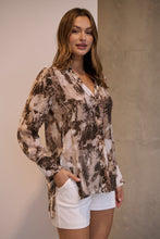 Load image into Gallery viewer, Natia Mocha Print Button Up Collared Shirt