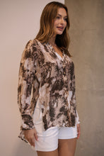 Load image into Gallery viewer, Natia Mocha Print Button Up Collared Shirt