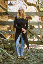 Load image into Gallery viewer, Blakely Black Drape Tie Waist Long Cardigan