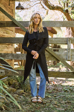 Load image into Gallery viewer, Blakely Black Drape Tie Waist Long Cardigan