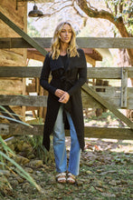 Load image into Gallery viewer, Blakely Black Drape Tie Waist Long Cardigan
