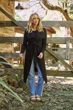 Load image into Gallery viewer, Blakely Black Drape Tie Waist Long Cardigan