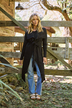 Load image into Gallery viewer, Blakely Black Drape Tie Waist Long Cardigan