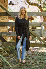 Load image into Gallery viewer, Blakely Black Drape Tie Waist Long Cardigan