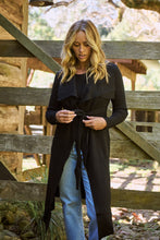 Load image into Gallery viewer, Blakely Black Drape Tie Waist Long Cardigan