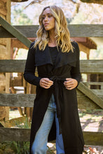 Load image into Gallery viewer, Blakely Black Drape Tie Waist Long Cardigan