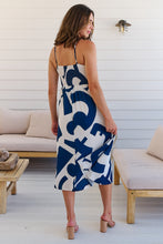 Load image into Gallery viewer, Sadie White/Blue Print Singlet Tie Front Dress