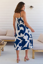 Load image into Gallery viewer, Sadie White/Blue Print Singlet Tie Front Dress