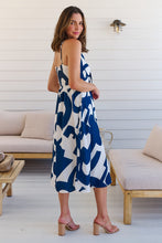 Load image into Gallery viewer, Sadie White/Blue Print Singlet Tie Front Dress