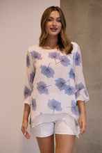 Load image into Gallery viewer, Kiara White/Blue Floral long Sleeve Layered Top