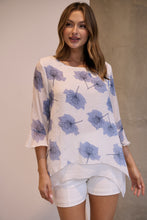 Load image into Gallery viewer, Kiara White/Blue Floral long Sleeve Layered Top